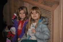 Aurelia (4) and Isabella (7) enjoying treats at the Santa Train